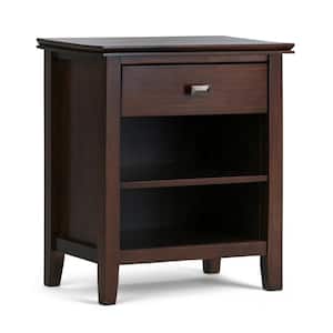 Artisan 24 in. Wide Russet Brown Solid Wood 1-Drawer Transitional Bedside Nightstand Table