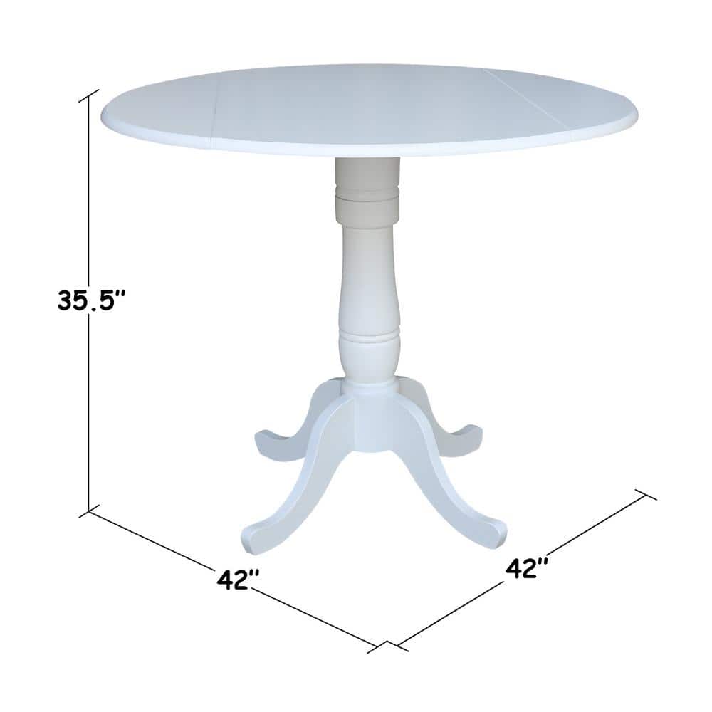 Farmhouse White Wood Round Extendable Counter Height Table