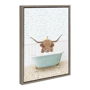 Sylvie Highland Cow and Duckling Framed Canvas by Amy Peterson Art Studio (Set of 1) Animal Art Print 18 in. x 24 in.