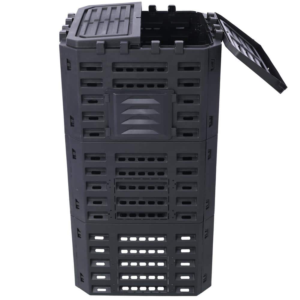 Large Black Recycled Plastic Garden Composter Bin