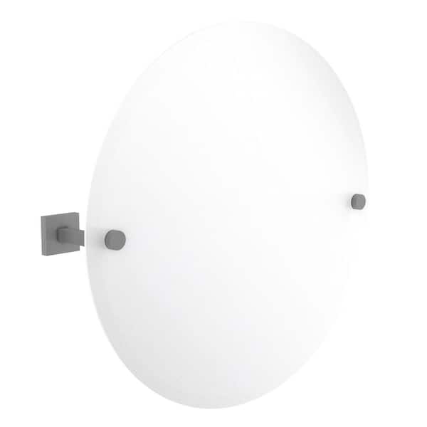 Montero Collection 22 in. x 22 in. Contemporary Round Frameless Tilt Mirror with Beveled Edge in Matte Gray