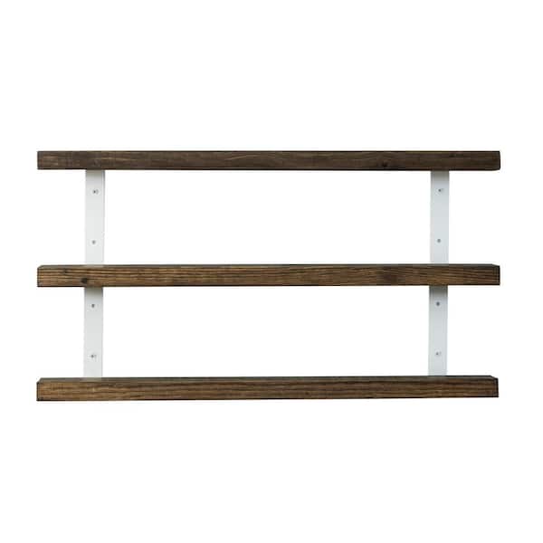 Del Hutson Designs 36 in. Dark Walnut Grace Chic 3-Tier Floating Shelf