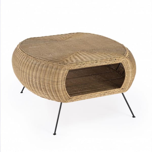 HomeRoots Mariana 37.5 in. Natural Rattan Round Wicker Coffee Table
