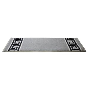 Meander Custom Size Gray 6 in. x 31.5 in. Indoor Carpet Stair Tread Cover Slip Resistant Backing (Set of 7)