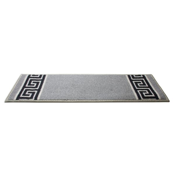 Meander Custom Size Gray 9.5 in. W x 36 in. H Indoor Carpet Stair Tread Cover Slip Resistant Backing (Set of 13)