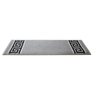 Meander Custom Sizes Gray 10.5 in. x 32 in. Indoor Carpet Stair Tread Cover Slip Resistant Backing (Set of 13)