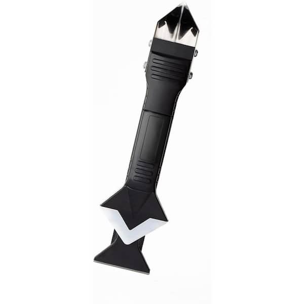 3-in-1 Silicone Caulking Tool with Stainless Steel Scraper and Ergonomic Grip for Sealant Finishing and Removal