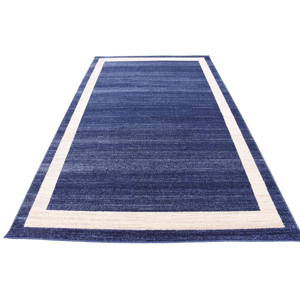 Navy Blue Rectangular Stain-Resistant Synthetic Area Rug