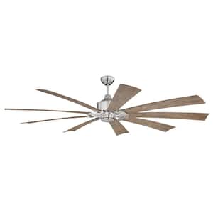Eastwood 70 in. Indoor Dual Mount 6-Speed Brushed Polished Nickel Ceiling Fan, LED Light Kit and Remote/Wall Control