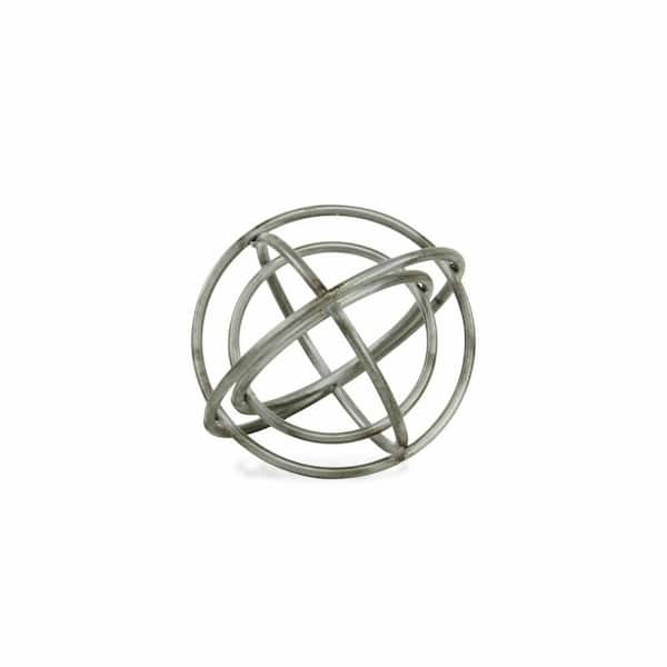 HomeRoots 8 in. Gray Metal Abstract Contemporary Decorative Orb