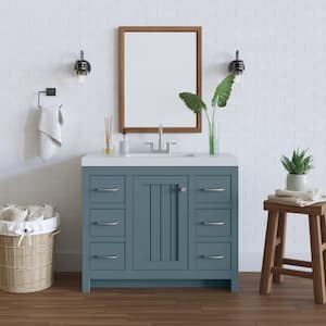 Glint 42.5 in. W x 18.75 in. D x 36.27 in. H Bathroom Vanity Cabinet in Sage with White Cultured Marble Vanity Top