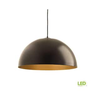 Dome Collection 22 in. 29-Watt Antique Bronze Integrated LED Modern Cord Hung Kitchen Pendant