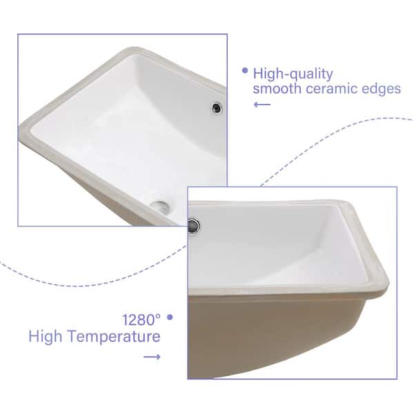 20 in Undermount Single Bowl White Ceramic Kitchen Sink
