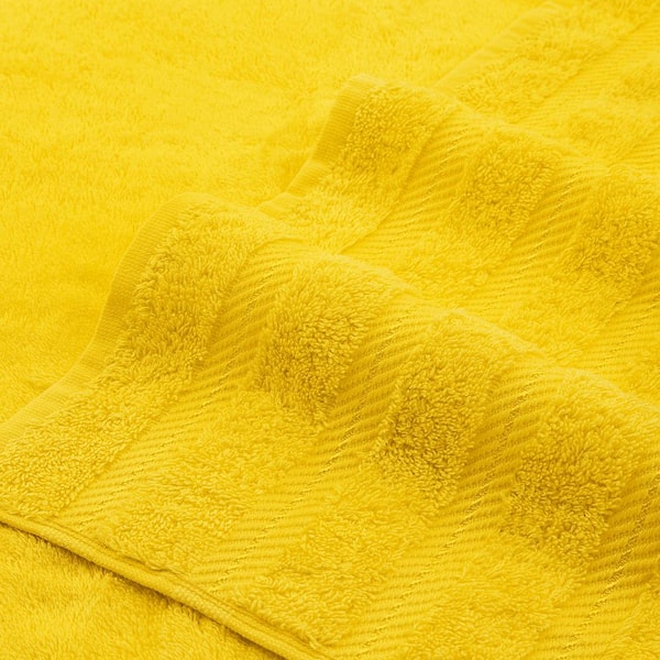American Dawn Bright Yellow Cotton Bath Towel Set in the Bathroom