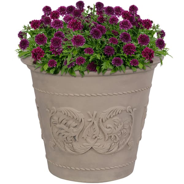 Sunnydaze Arabella 20 in. Beige Single Outdoor Resin Flower Pot Planter
