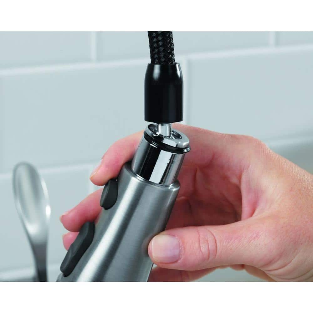 Vibrant Stainless Steel Pull-Down Kitchen Faucet with Spray