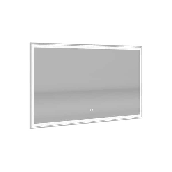 FORCLOVER 60 in. W x 40 in. H Rectangular Frameless Memory Anti-Fog Dimmer Front and Back LED Wall Bathroom Vanity Mirror