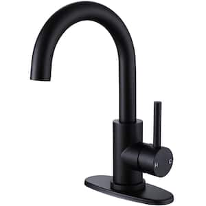Single Hole Single-Handle Bar Faucet With Swivel Spout in Matte Black