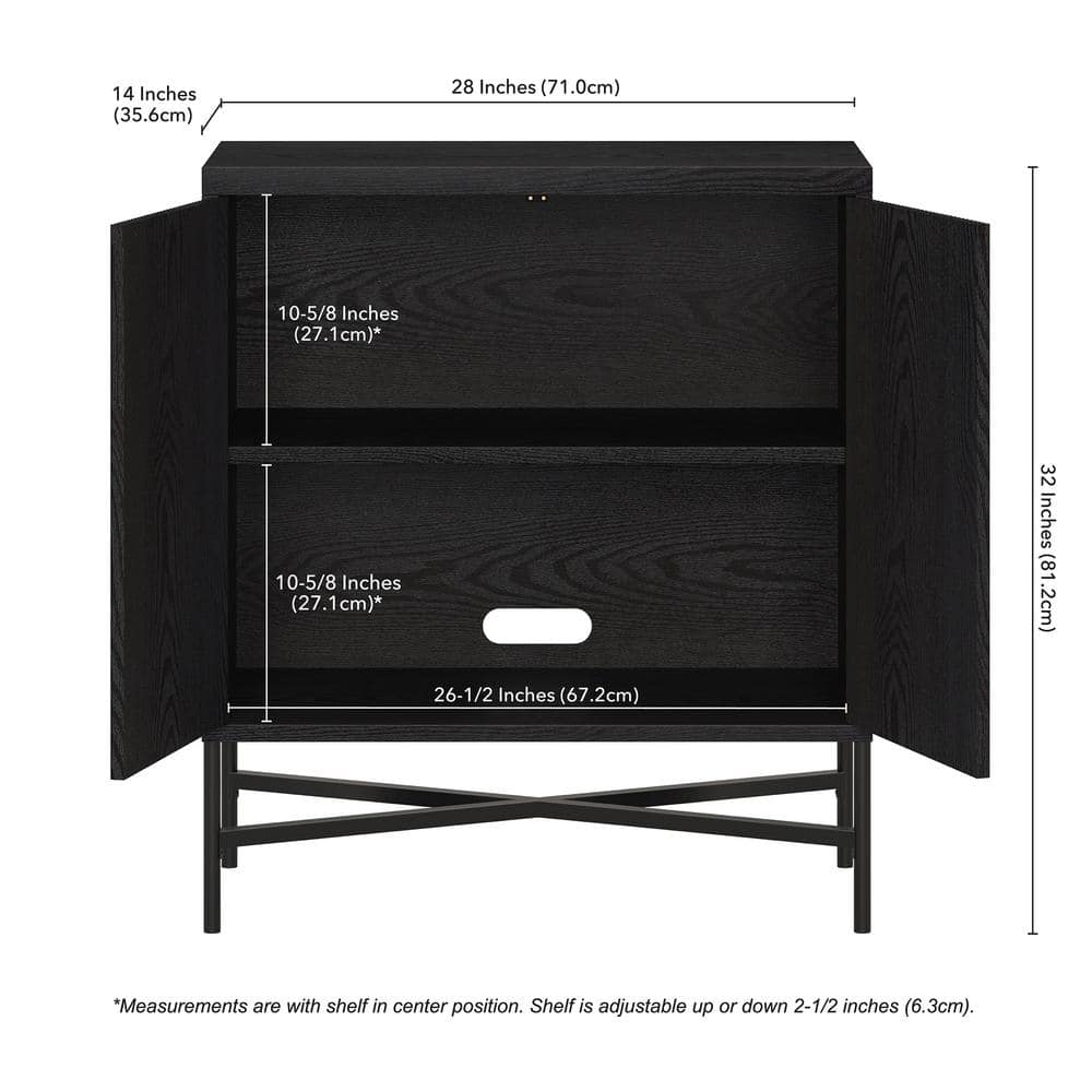 Brighton 28" Black Grain Alder Accent Cabinet with Adjustable Shelving