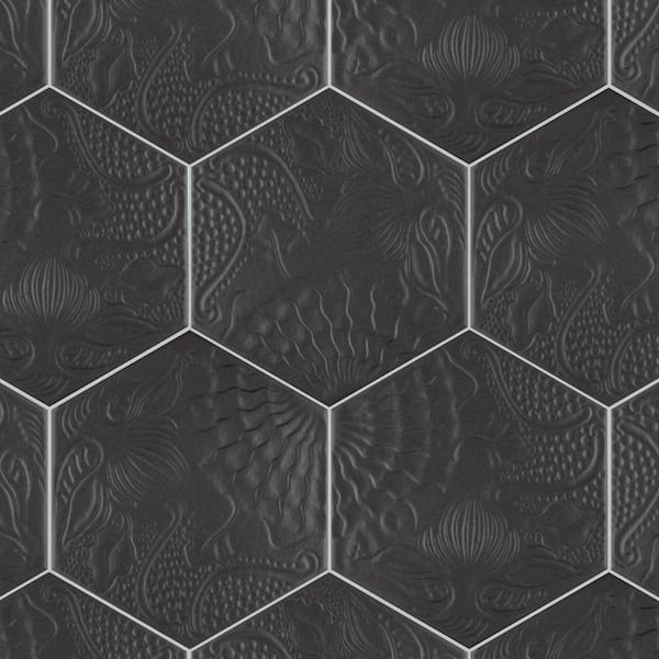 Gaudi Hex Black 9 in. x 10 in. Porcelain Floor and Wall Tile (6.89 sq. ft./Case)