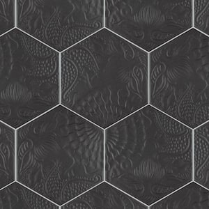 Gaudi Hex Black 8-5/8 in. x 9-7/8 in. Porcelain Floor and Wall Tile (11.5 sq. ft./Case)