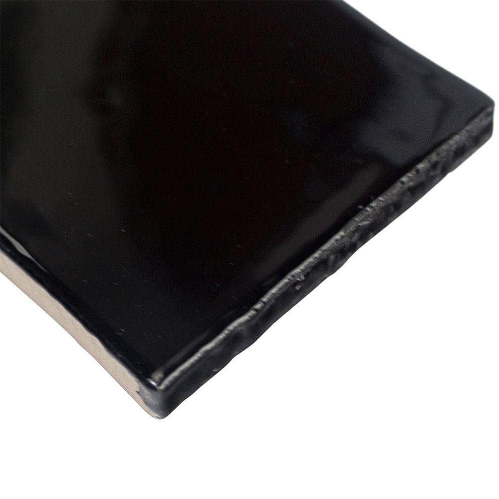 Messi Black Polished Ceramic Subway Wall Tile 3x12