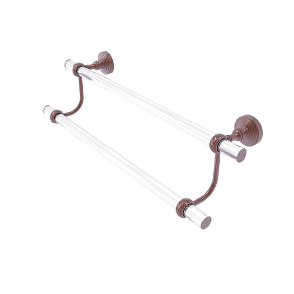 Allied Brass Pacific Grove Collection 18 in. Wall Mounted Double Towel Bar with Twisted Accents in Antique Copper