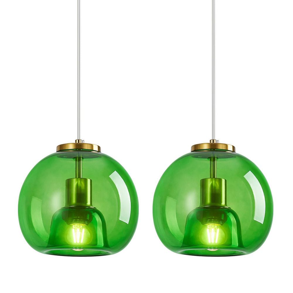 ZHLWIN Home Lighting 60W 2-Light Green Glass Modern Pendant Light