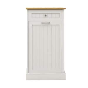 Modern 20 in. W x 13.78 in. D x 35.43 in. H White Linen Cabinet 1-Drawers and 1-Compartment Tilt-Out Trash