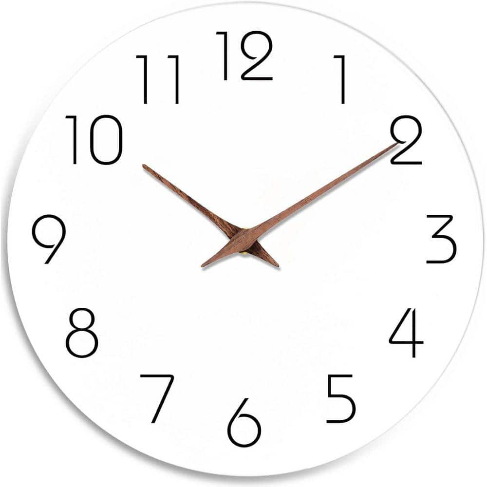 Wall Clock 16 in. White Battery Operated Silent Non Ticking Simple