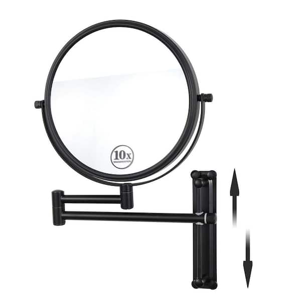 Unbranded 8 in. W x 8 in. H Small Round Framed Wall Bathroom Vanity Mirror in Black