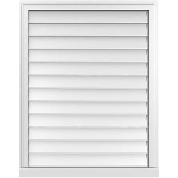 Ekena Millwork 30" x 38" Rectangular White PVC Paintable Gable Louver Vent Non-Functional