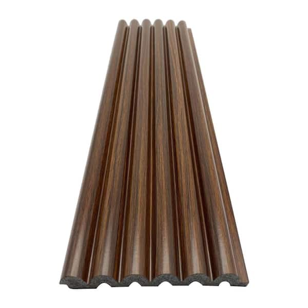 Ejoy 94.5 in. x 4.8 in. x 0.5 in. Acoustic Vinyl Wall Cladding Siding Board in Chestnut Color (Set of 6-Piece)