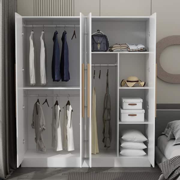 FUFU&GAGA White 4-Door Big Wardrobe Armoires (70.9 in. H x 63 in