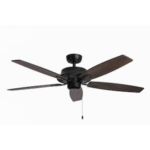 Scoop 52 in. 3-Speed Ceiling Fan Matte Black Finish Pull Chain - Light Kit, Remote Control or Wall Control Adaptable