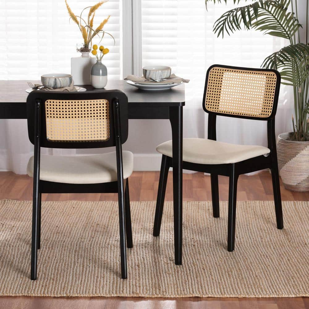 Baxton Studio Dannon Cream and Black Dining Chair (Set of 2)  234-2P-13296-HD - The Home Depot