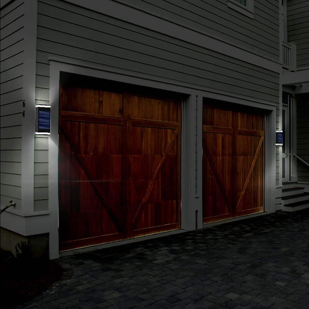 Black Dual-Direction Solar LED Outdoor Wall Sconce
