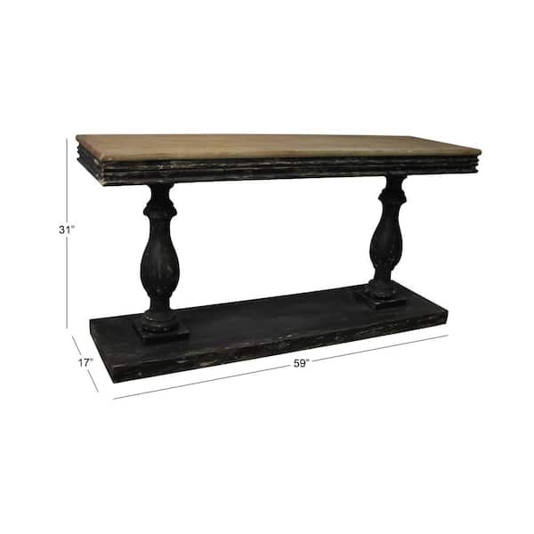Litton Lane 59 In Black Rectangle Wood Vintage Console Table 85441 Litton Lane 59 In Black Rectangle Wood, Black Turned Leg Console Table