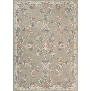 Rory Classic Cream/Gray 5 ft. x 7 ft. Mirroring Floral Bloom Area Rug