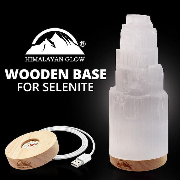 Natural Solution Selenite Crystal Lamp, 10 in. Long White Indoor LED Lamp, with Healing, & Protection Features