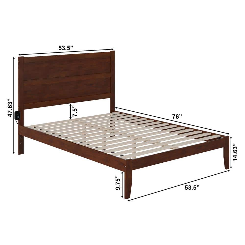 Modern Classic Queen Platform Bed with Wooden Headboard