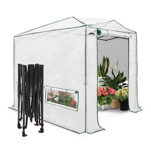 6 ft. W x 8 ft. D Portable Pop-Up Walk-In Greenhouse, Heavy-Duty Translucent Woven PE Canopy