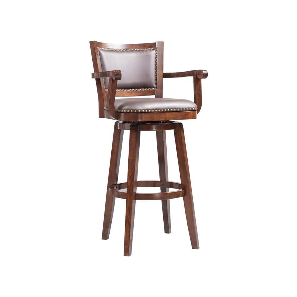 Broadmoor 41" Cappuccino Swivel Extra Tall Barstool with Leather