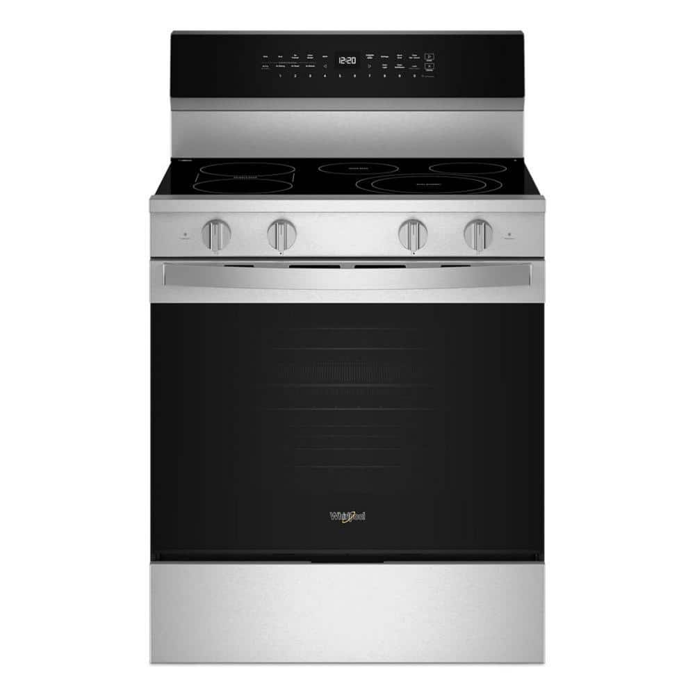 Whirlpool 30 in 5 Burner Elements Freestanding Electric Range in Fingerprint Resistant Stainless Steel with Air Cooking Technology