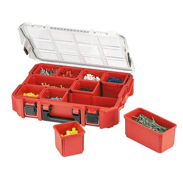 Milwaukee Low-Profile Small Parts Organizer 10-Compartment Removable Storage Bin 