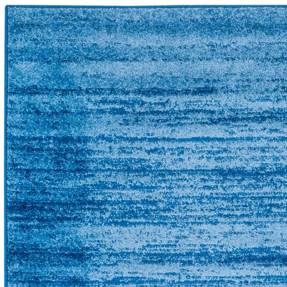 Light Blue and Dark Blue Square Abstract Area Rug