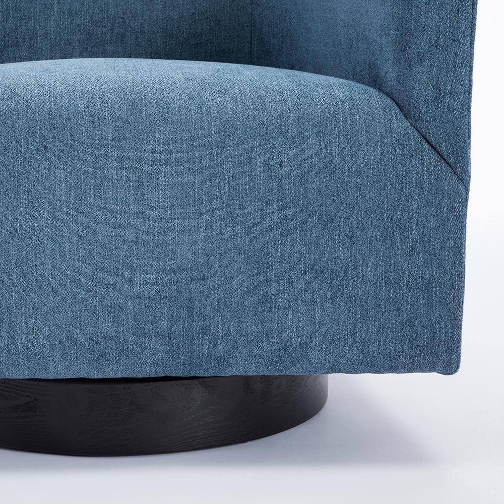 Cadet Blue Wood Swivel Barrel Comfort Chair