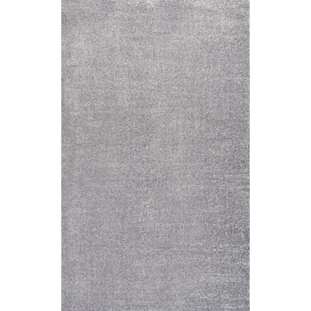 Gray 12' x 15' Solid Synthetic Low-Pile Area Rug