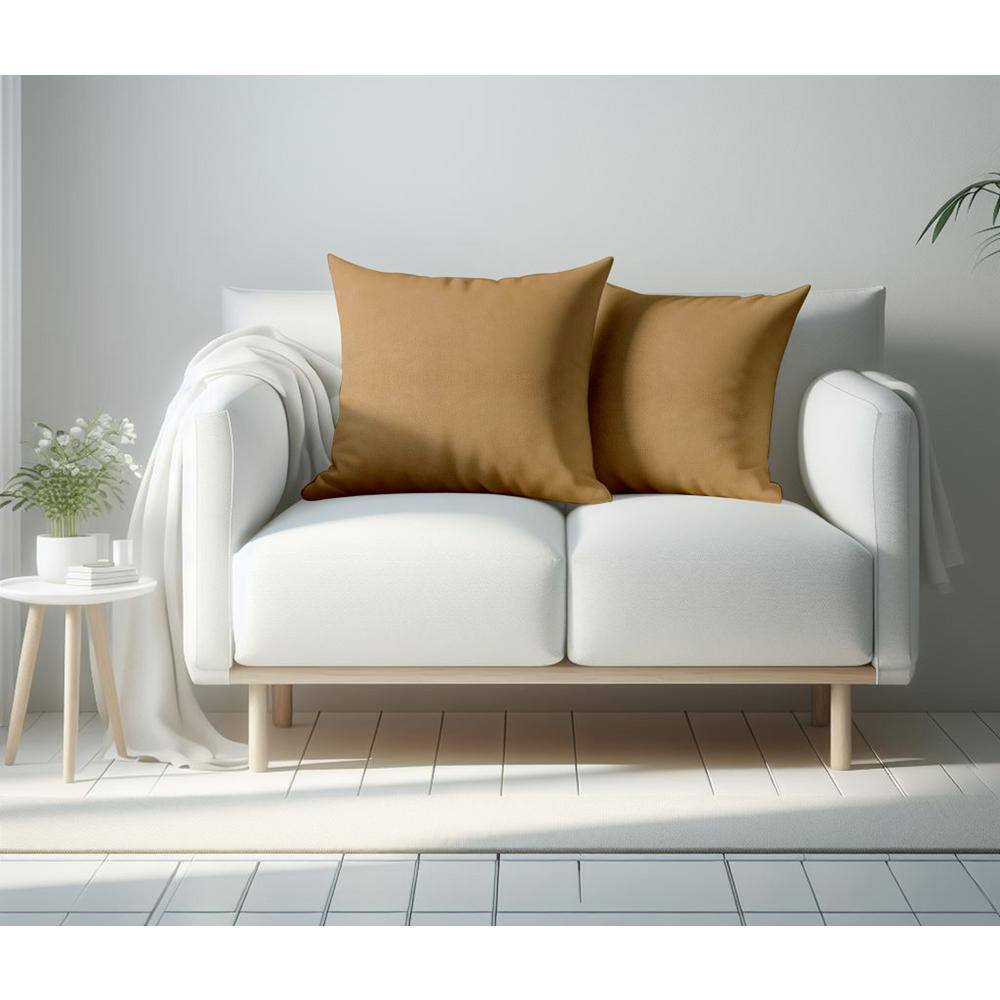 Mocha Velvet 20" Square Hypoallergenic Throw Pillow Set