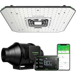 AeroLight 100-Watt LED Grow Light with 4 in. Inline Duct Fan and GrowHub WiFi-Controller for Smart Grow, Warm White